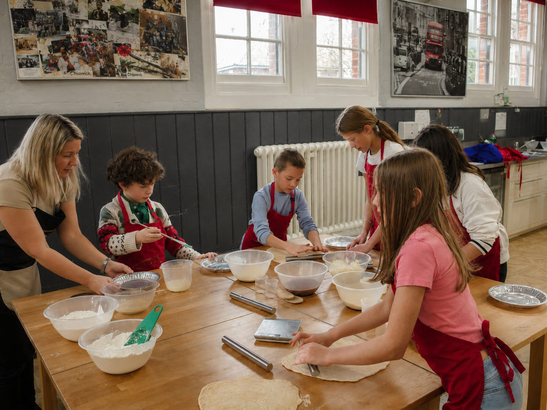 Children taking part in a Bake N Play hands-on school enrichment programme